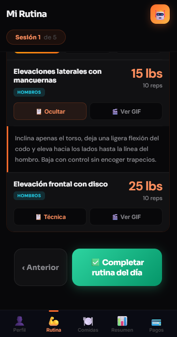 Completar rutina