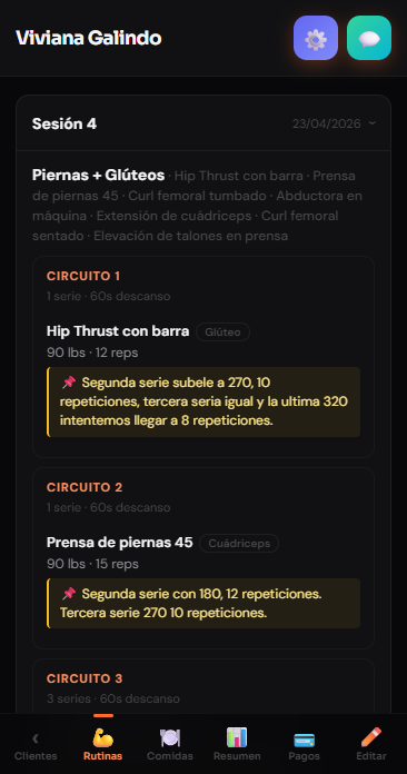 Ver rutina del atleta